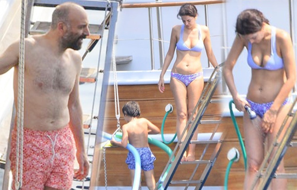 Halit Ergenç ve Bergüzar Korel oğullarıyla tatilde