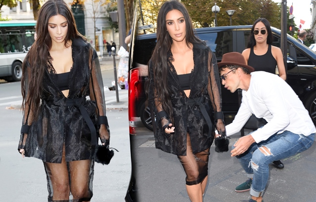 Kim Kardashian'ın kalçasını öpmeye çalıştı
