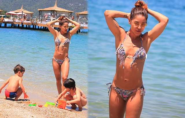 Irmak Ünal kızı ve oğluyla Bodrum’da tatilde!