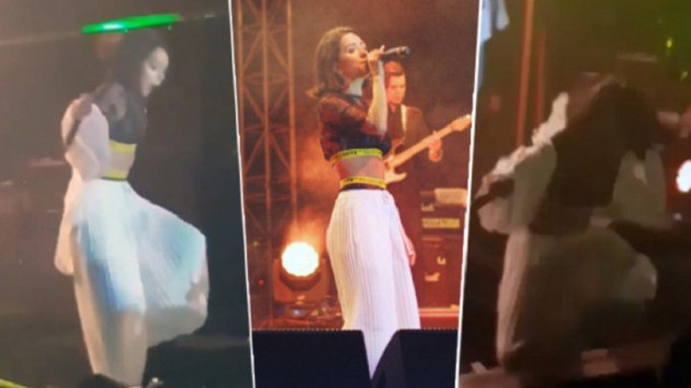 Inna İstanbul konserinde sahneden yere düştü