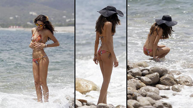 Victoria's Secret meleği plajda