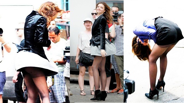 Miranda Kerr'in eteği havalanınca..
