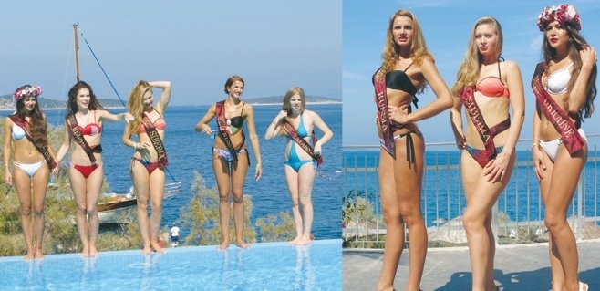Güzeller havuzda stres attı