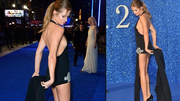 Millie Mackintosh elbisenin eteğine hakim olmakta güçlük çekti